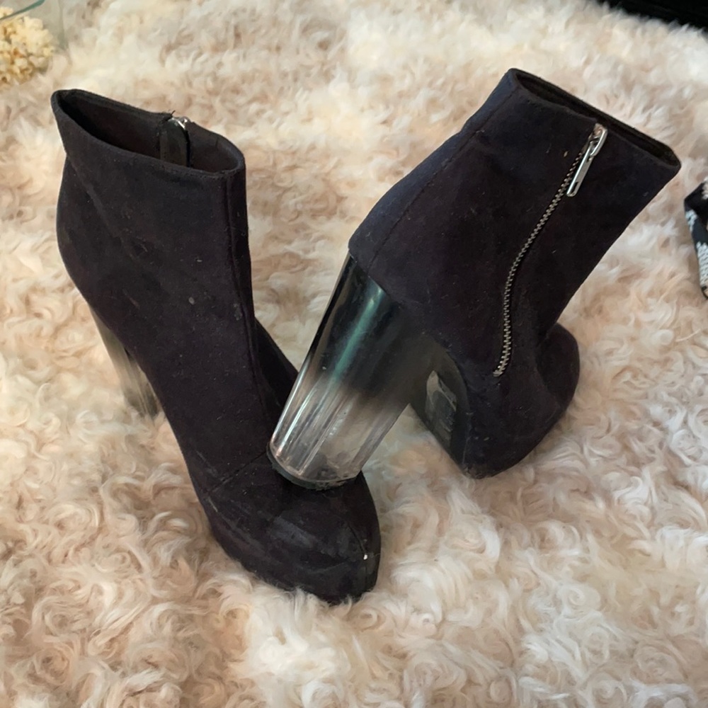 Booties with clear heels